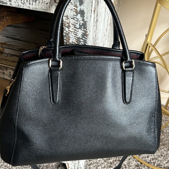 COACH F57527 SMALL MARGOT CARRYALL CROSSGRAIN LEATHER BLACK - Picture 4 of 16